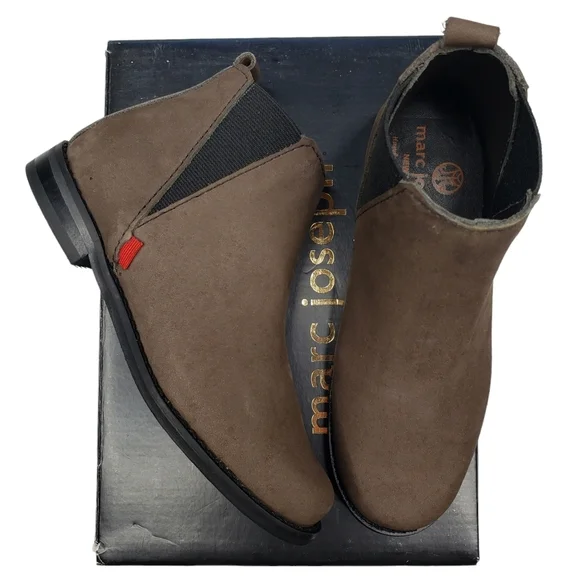 Marc JosephNIB Williamsburg Bootie Grey Nubuck Brown Chic Leather Girl's 11